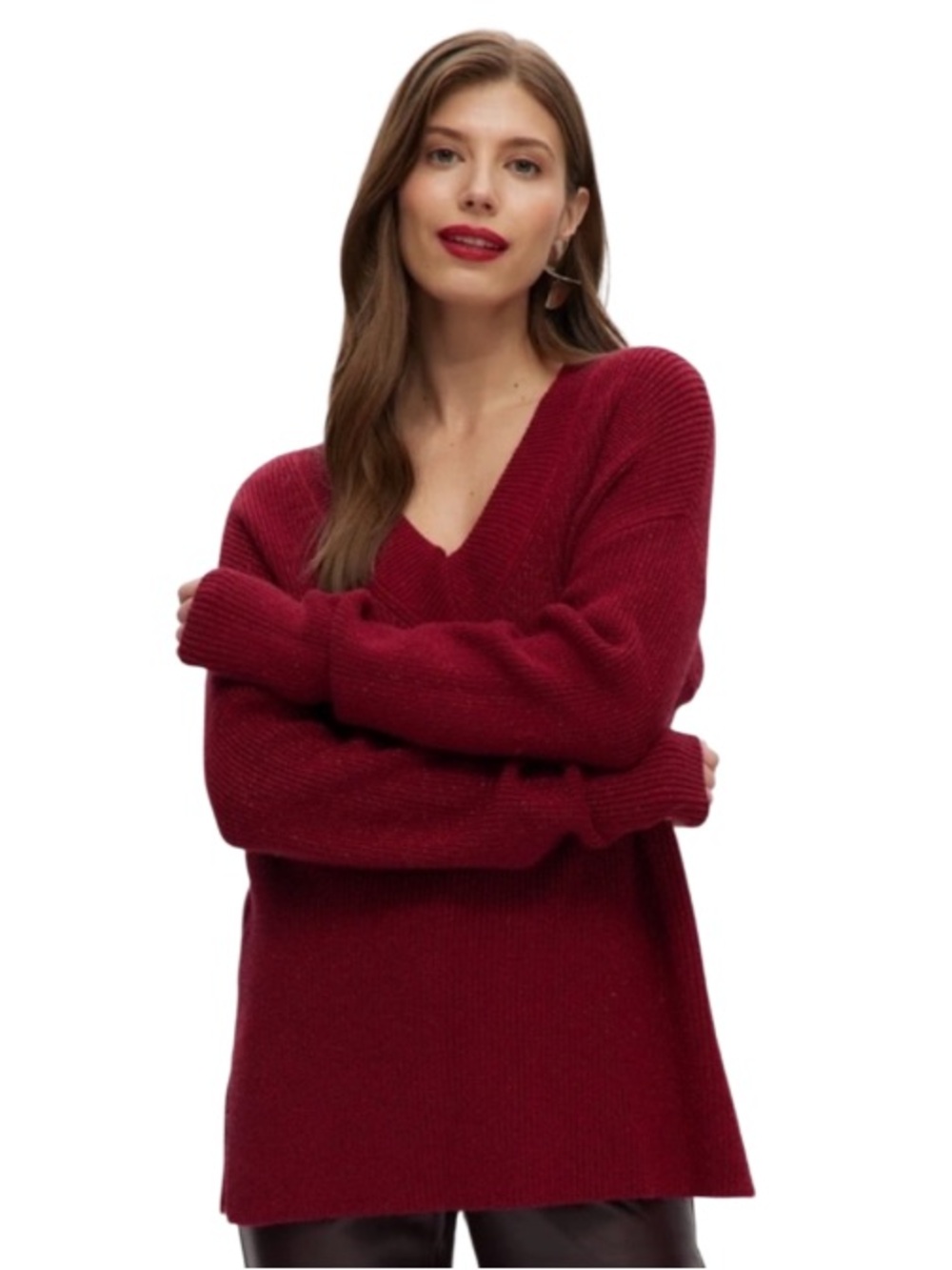 Hilary Radley Lurex Sweater with metallic threads Red Size Medium